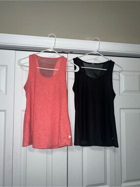 Old Navy Active Mesh-Back Performance Tank Tops - Coral Pink & Dark Gray
